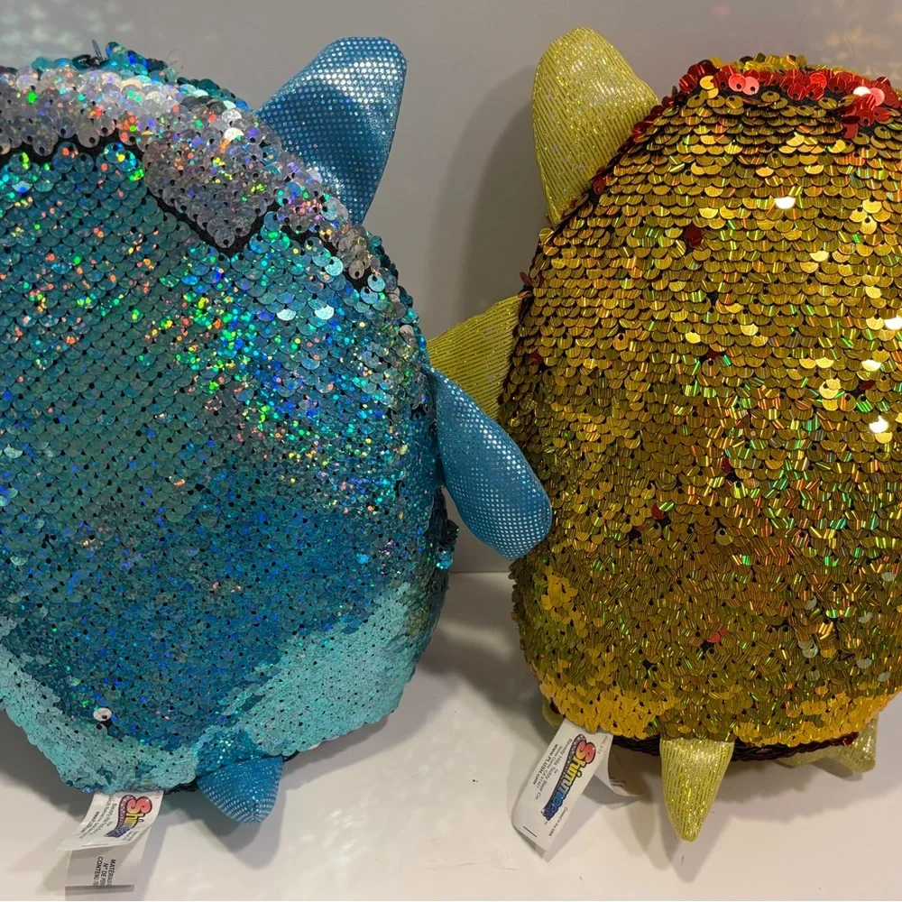 2 Shimmeez 8” sequin plush animals Lainey Lamb & Oakley Owl. Reversible sequins